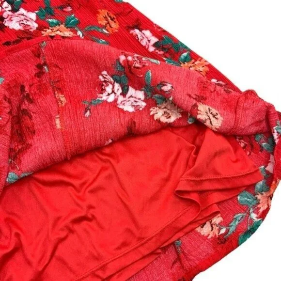 Torrid Red Gauzy Floral Skater Dress - Picture 6 of 9